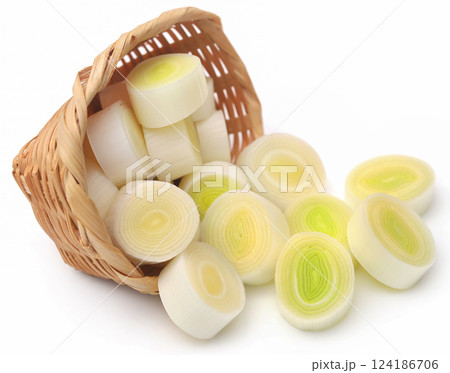 Fresh leek stem chopped 124186706