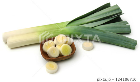 Fresh leek stem chopped 124186710