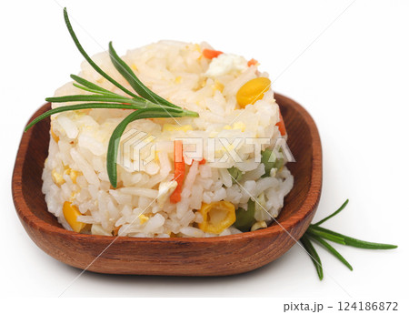 Fried rice with rosemary 124186872