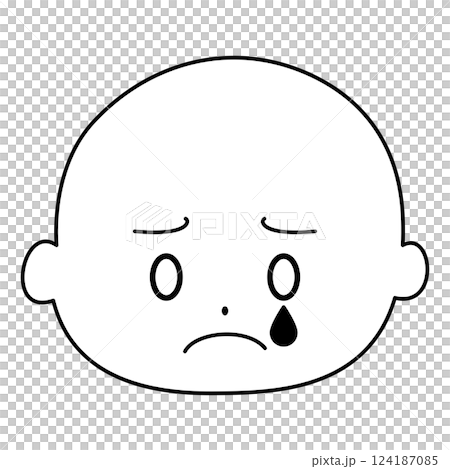 シンプル表情 泣き 白黒 シンプル表情 泣き 白黒 124187085