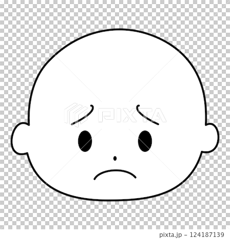 Simple facial expression, troubled face, monochrome Simple facial expression, troubled face, monochrome 124187139