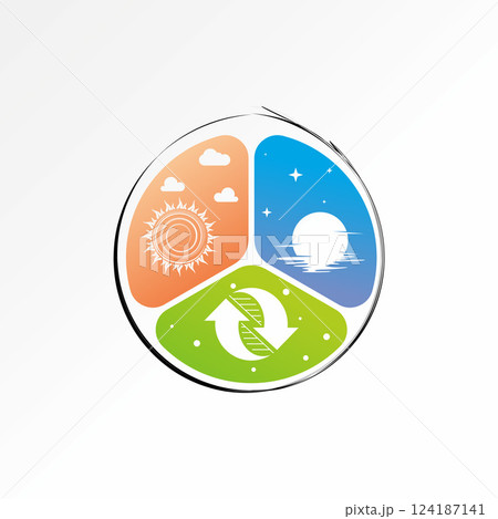 Logo design graphic concept creative premium vector stock image top sell sun night moon recycle hot cool temperature atmosphere season rainbow paint 124187141