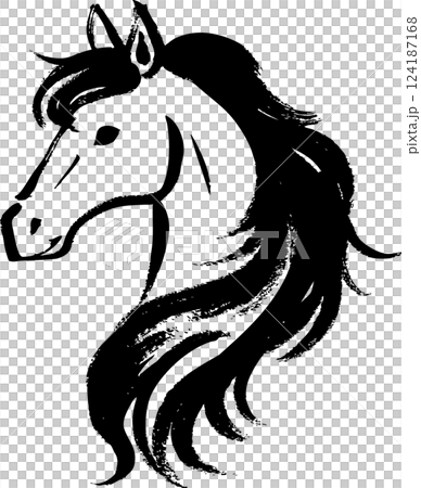 Japanese-style horse illustration drawn by hand with ink 124187168