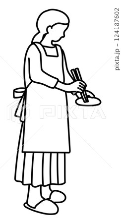 料理をする女性の線画ベクターイラスト 料理をする女性の線画ベクターイラスト 124187602