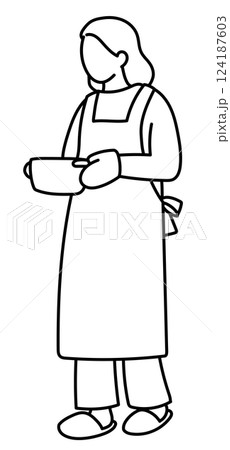 料理をする女性の線画ベクターイラスト 料理をする女性の線画ベクターイラスト 124187603