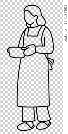 料理をする女性の線画ベクターイラスト 料理をする女性の線画ベクターイラスト 124187603