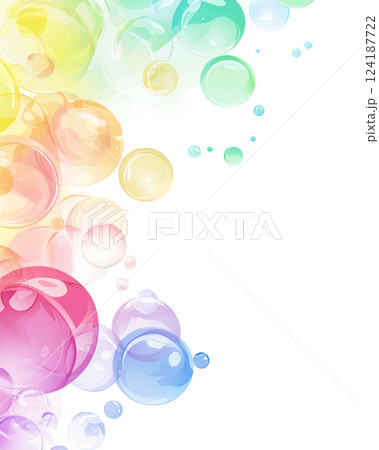 Colorful soap bubbles floating in joyful and innocent atmosphere 124187722