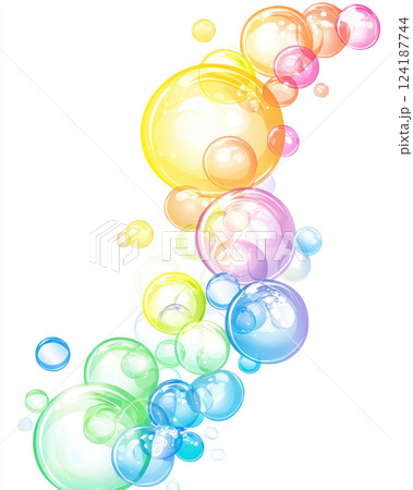 Joyful rainbow soap bubbles floating in air, creating sense of innocence and playfulness Joyful rainbow soap bubbles floating in air, creating sense of innocence and playfulness 124187744
