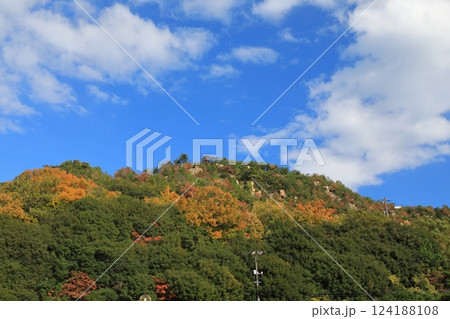 美しい紅葉に彩られた倉敷鷲羽山の山頂の景色 美しい紅葉に彩られた倉敷鷲羽山の山頂の景色 124188108
