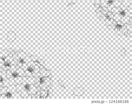櫻花花束式相框②（黑線描、花瓣） 124188188