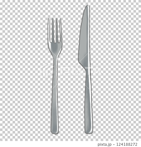 Fork and knife hand drawn illustration 124188272