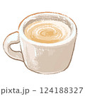 ホットカフェラテの手描きイラスト 124188327