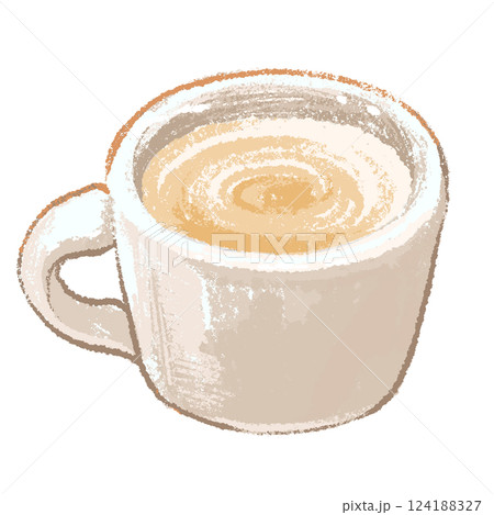 ホットカフェラテの手描きイラスト ホットカフェラテの手描きイラスト 124188327