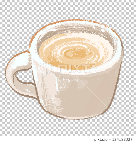 ホットカフェラテの手描きイラスト ホットカフェラテの手描きイラスト 124188327