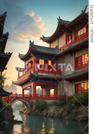 中華風な建物 中華風な建物 124188435