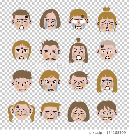 16人の子どもの泣いた顔です 124188509