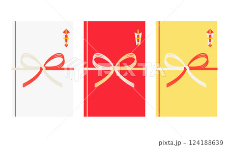 白と赤と黄色ののし袋のイラスト 124188639