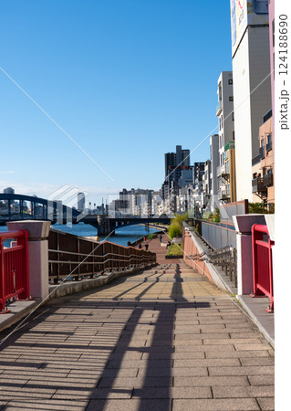 TOKYO, JAPAN - Nov 7,2024: Morning view at Sumida reiver walk 124188690