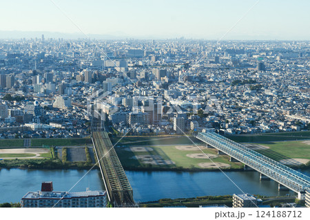Tokyo cityscape view from the Ichikawa I-link town Observation deck 124188712