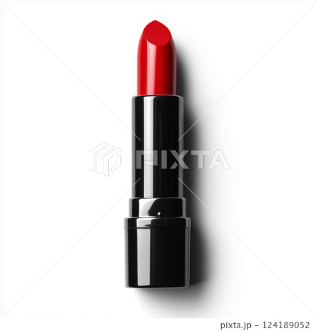Red lipstick stands out against a pure white background in morning light 124189052