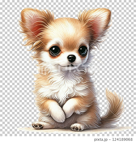 Watercolor style cute sitting chihuahua Watercolor style cute sitting chihuahua 124189068