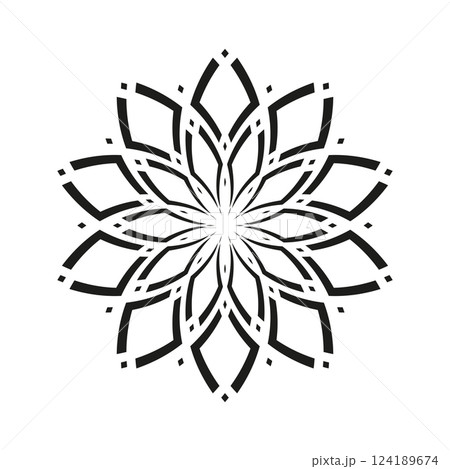 Abstract Flower Icon. Radial Floral Pattern. Decorative Design Element. 124189674