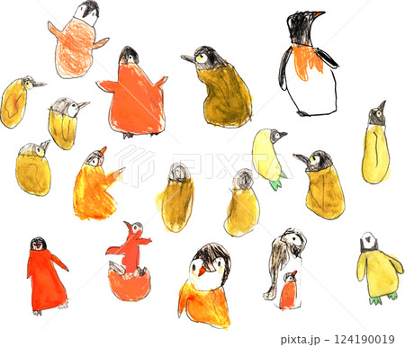 子供が描いたペンギンの絵 124190019