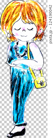 セットアップ大人女子ファッション全身イラスト 124190042