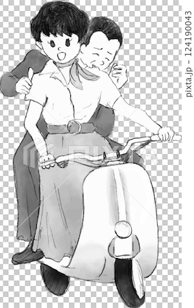 illustration people man woman smile young cute girl boy scooter two illustration people man woman smile young cute girl boy scooter two 124190043