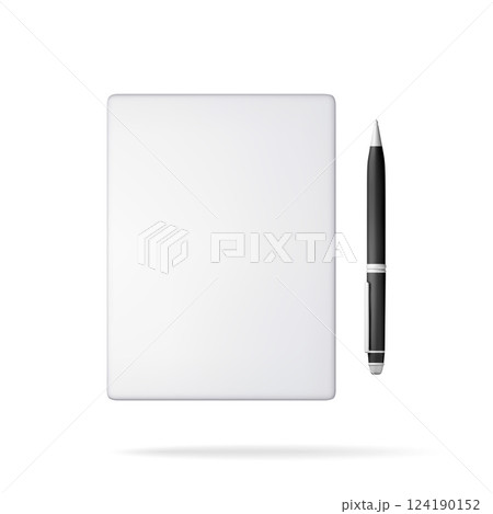 3d white blank paper page with black pen isolated 3d white blank paper page with black pen isolated 124190152