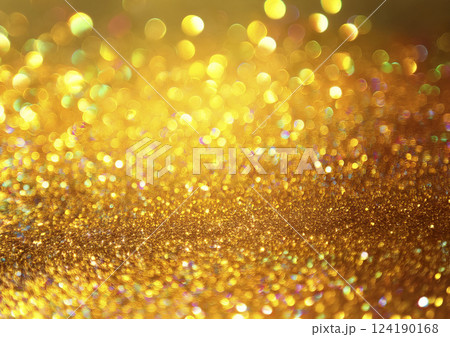 キラキラ光る金色の背景　偏光色 124190168