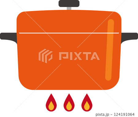 オレンジ色の鍋のイラスト オレンジ色の鍋のイラスト 124191064