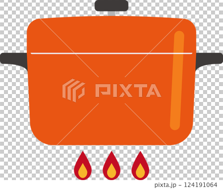 オレンジ色の鍋のイラスト オレンジ色の鍋のイラスト 124191064