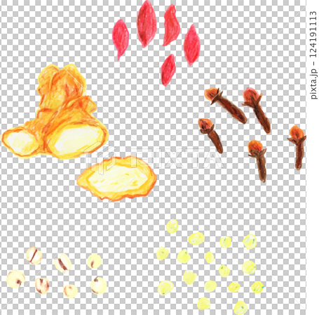和漢素材　手書きイラスト 124191113