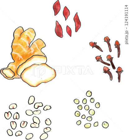 和漢素材　手書きイラスト 124191114