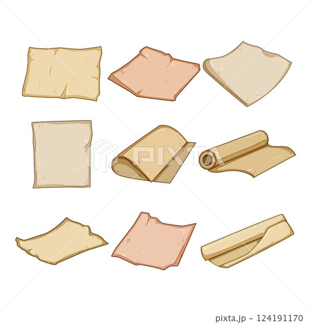 parchment paper set cartoon vector illustration 124191170