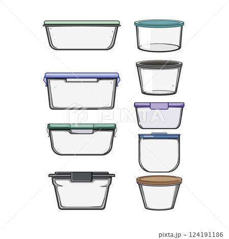 glass food storage container set cartoon vector illustration glass food storage container set cartoon vector illustration 124191186