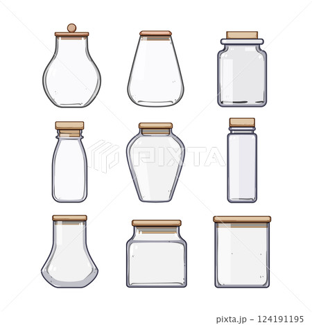 eco friendly jar set cartoon vector illustration 124191195