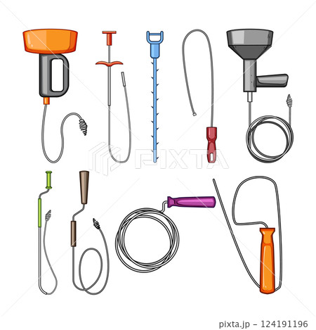 drain snake set cartoon vector illustration 124191196