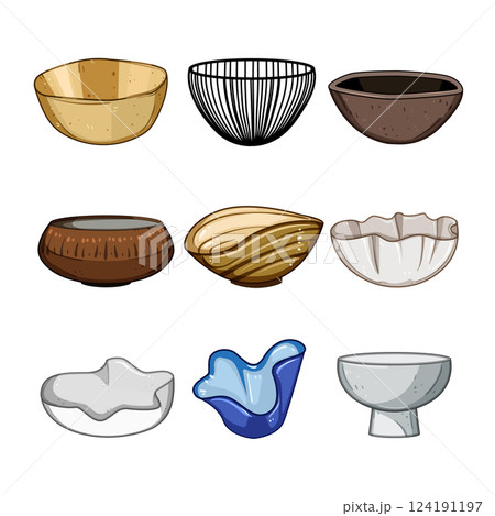 decorative bowl set cartoon vector illustration 124191197