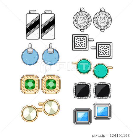 cufflinks set cartoon vector illustration 124191198