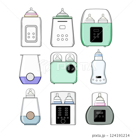 bottle warmer set cartoon vector illustration 124191214
