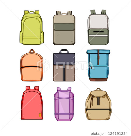 backpack set cartoon vector illustration 124191224