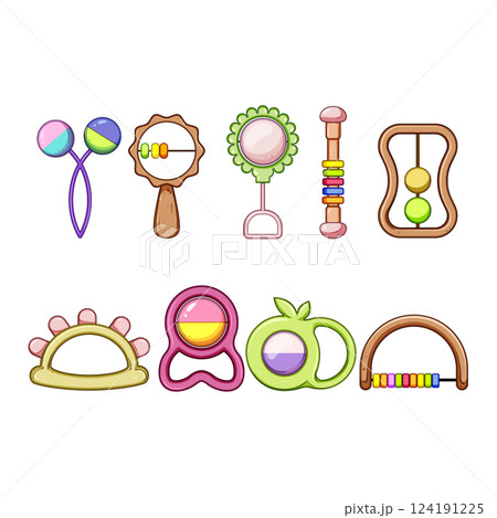 baby rattle set cartoon vector illustration 124191225