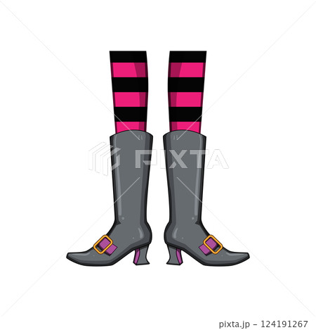 magic witch legs cartoon vector illustration 124191267
