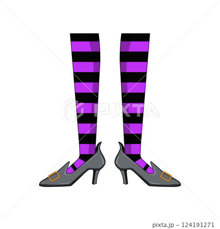 striped witch legs cartoon vector illustration 124191271