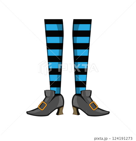 costume witch legs cartoon vector illustration 124191273