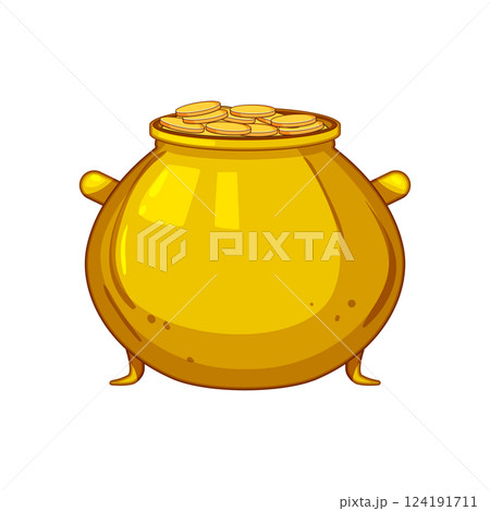 mischief leprechaun gold pot cartoon vector illustration 124191711
