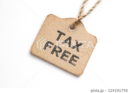 Sale Tax Free Text on Label for Discount Advertising Sale Tax Free Text on Label for Discount Advertising 124191750