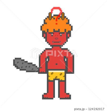 クエスチョンマーク鬼_ドット絵(赤) 124192017